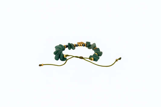 Green Jade Harmony – Gold Leaf Bracelet
