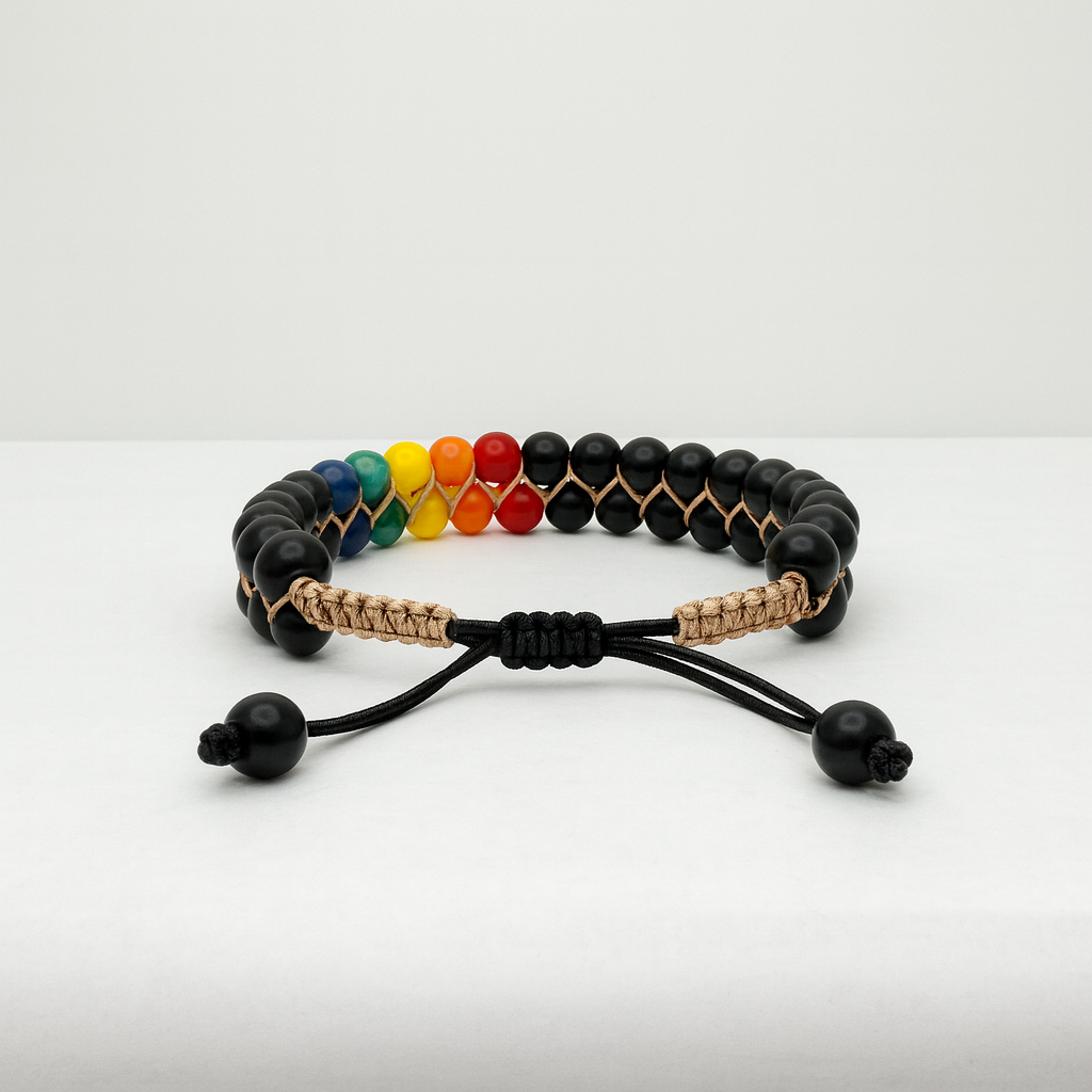 Rainbow chakra macramé bracelet