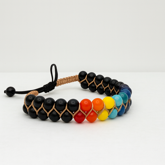 Handcrafted chakra energy bracelet with adjustable cord