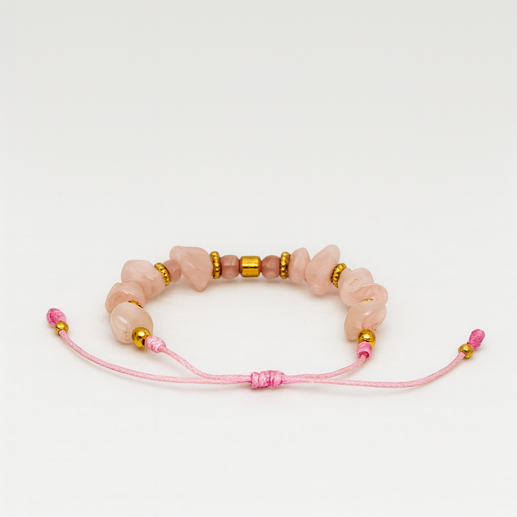 Rose Quartz Love – Gold Leaf Bracelet