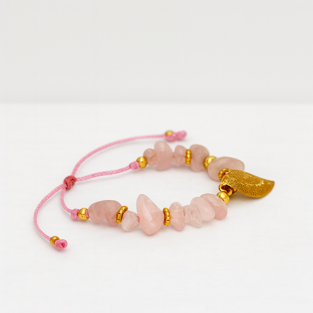 Rose Quartz Love – Gold Leaf Bracelet