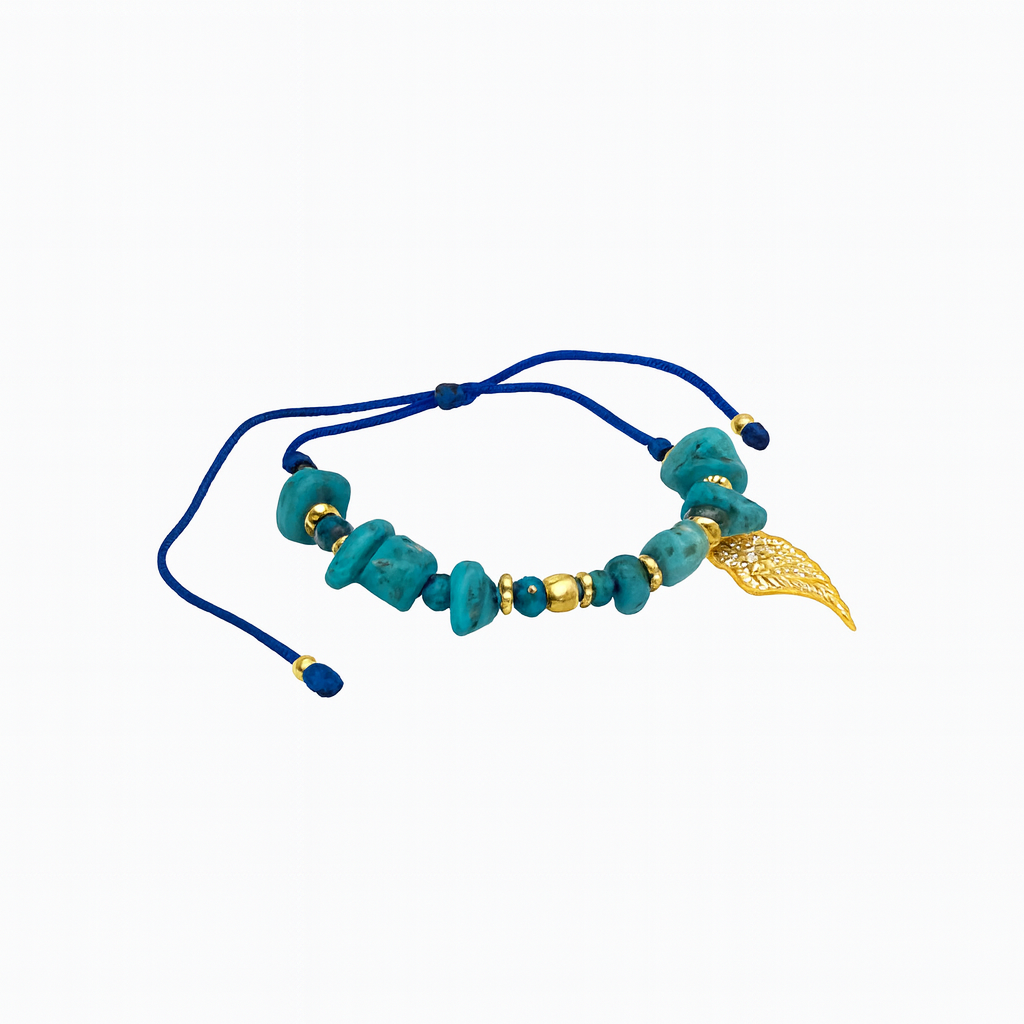 Turquoise Guardian – Gold Leaf Protection Bracelet