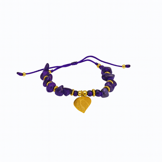 Amethyst Serenity – Gold Leaf Bracelet