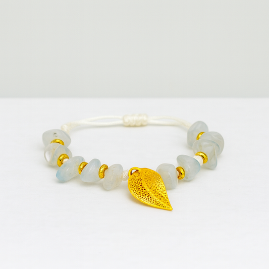 Clear Quartz Clarity – Gold Leaf Bracelet