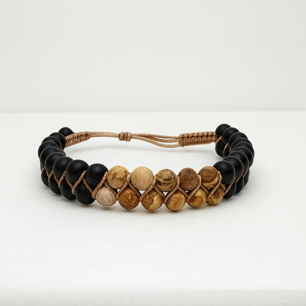 Earthbound – Natural Jasper & Matte Onyx Bracelet