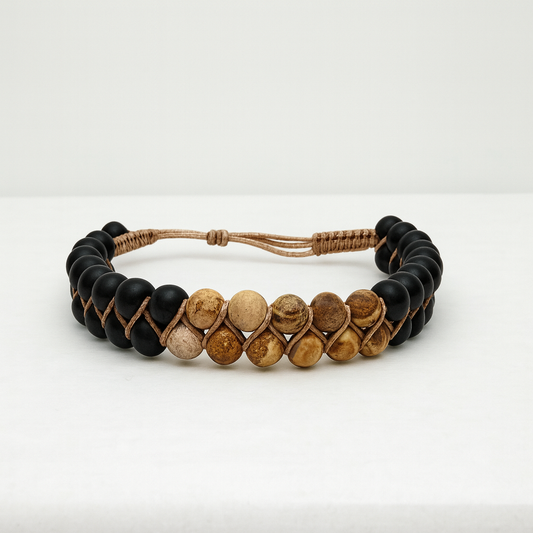 Earthbound – Natural Jasper & Matte Onyx Bracelet