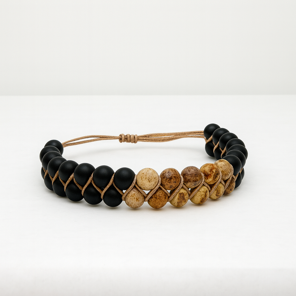 Earthbound – Natural Jasper & Matte Onyx Bracelet
