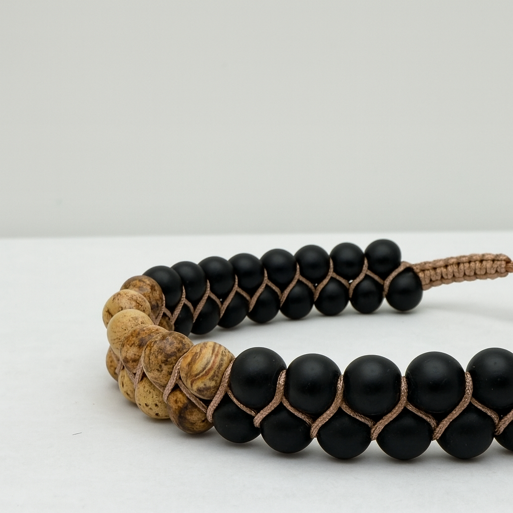 Earthbound – Natural Jasper & Matte Onyx Bracelet