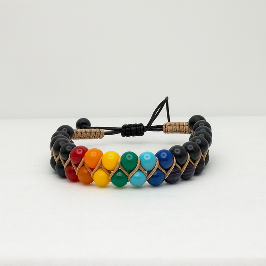 Chakra bead bracelet with matte black onyx – Vensus handmade